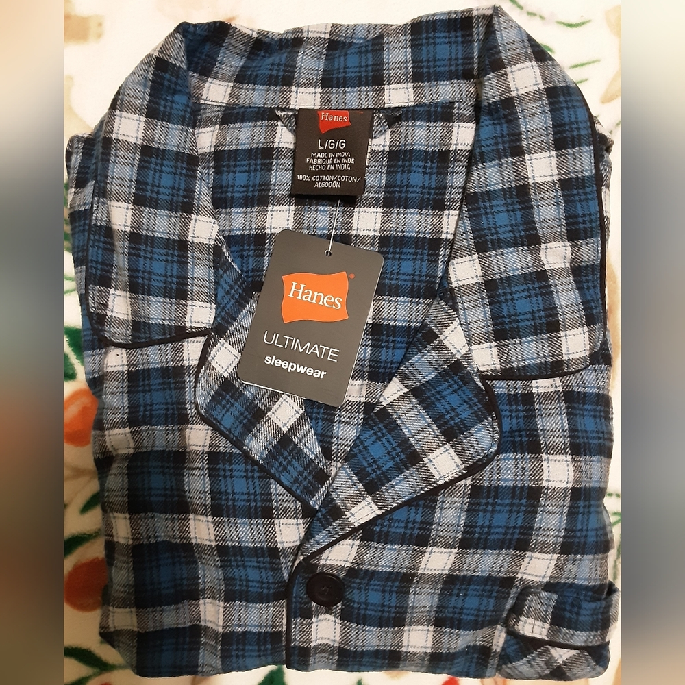 NWT Men's Hanes Plaid Flannel Sleepwear Set